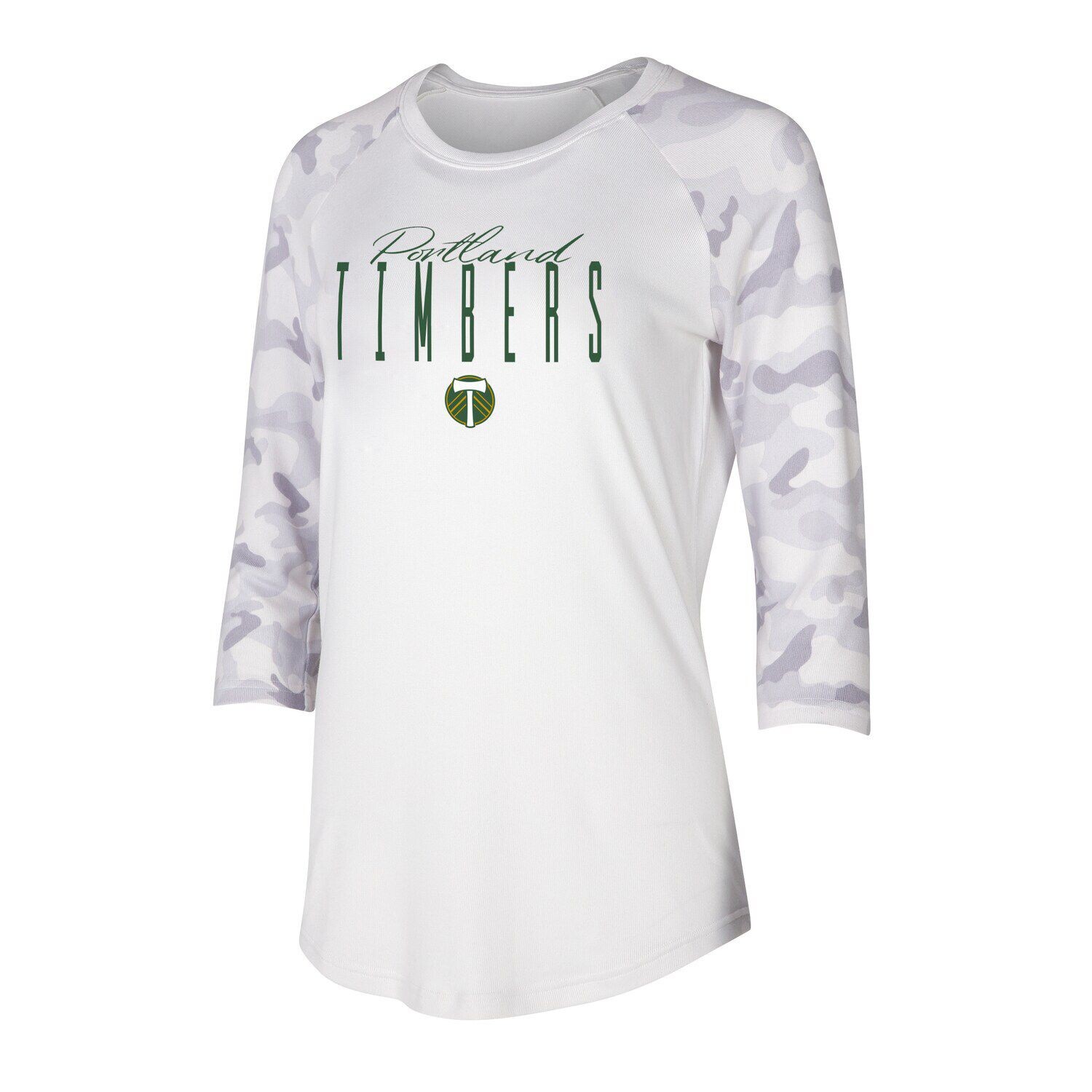 

Женский топ Concepts Sport кремовый/серый из композитного материала Portland Timbers с рукавами реглан 3/4