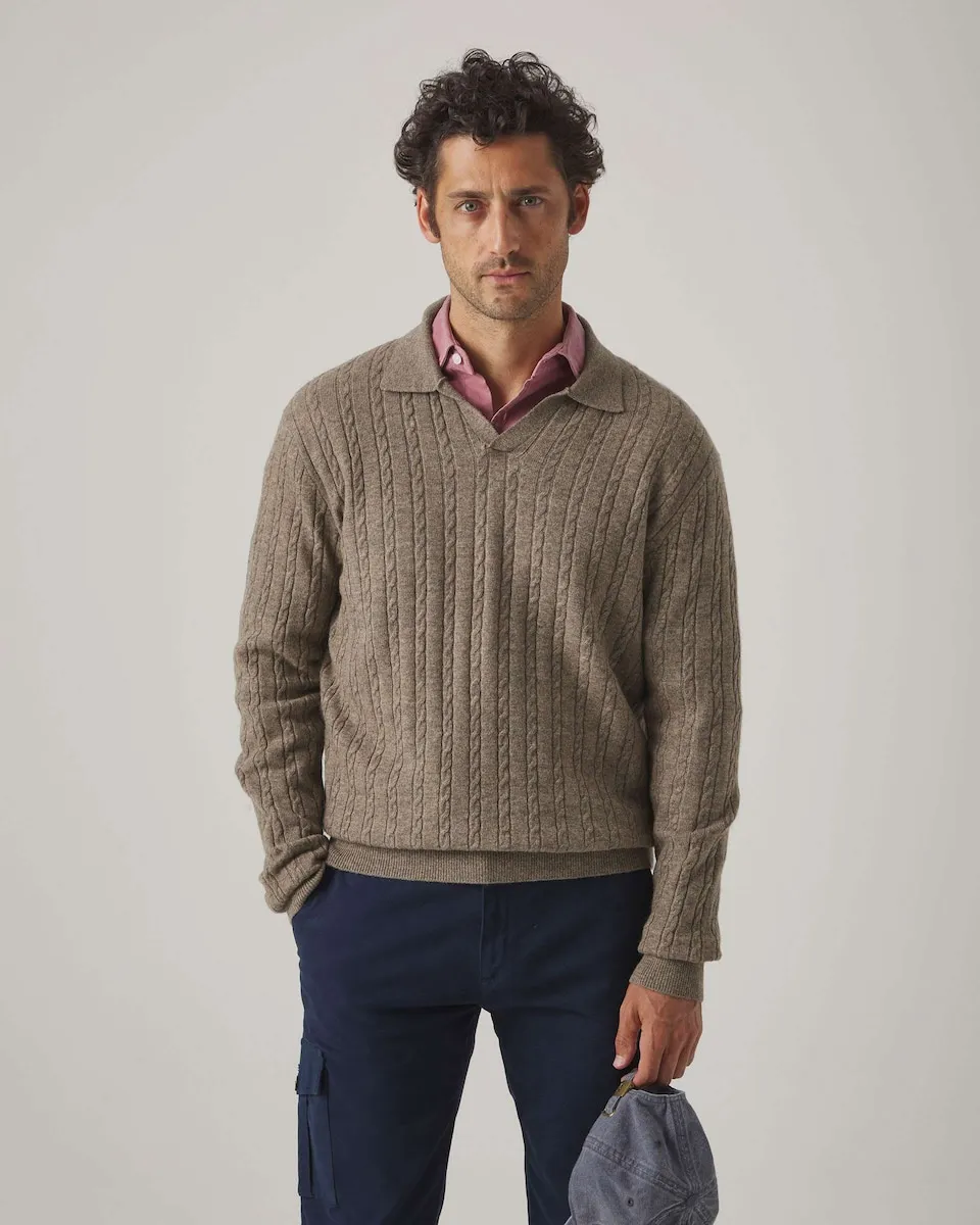 

Мужской джемпер с воротником-поло Scotta 1985, серо-коричневый