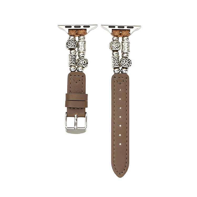 

IBOANN Часы Strap Apple Compatibility Bead Material, Beads Vintage Single Wrap Belt-Gray
