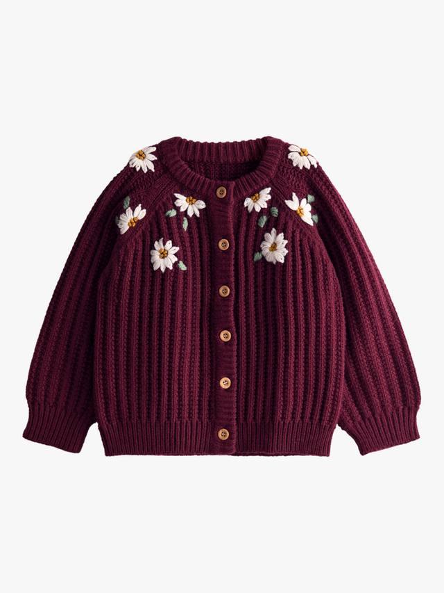 

Детский кардиган из шерстяной смеси с цветочной вышивкой JoJo Maman Bébé, Red