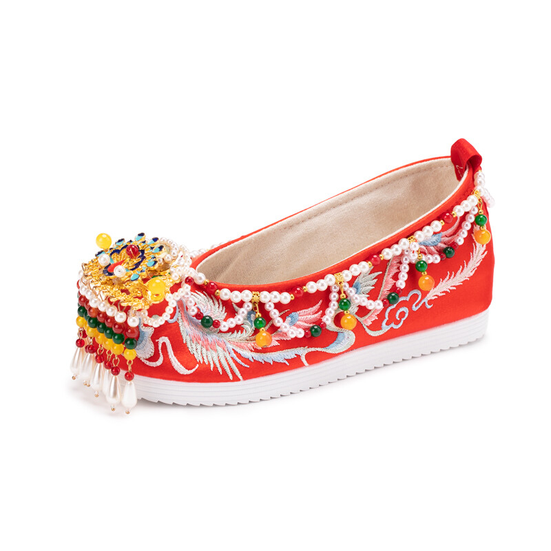 

Туфли женские повседневные Women's Casual Shoes Women's Red Dance Embroidery, цвет The red flower blooms auspicious 4cm