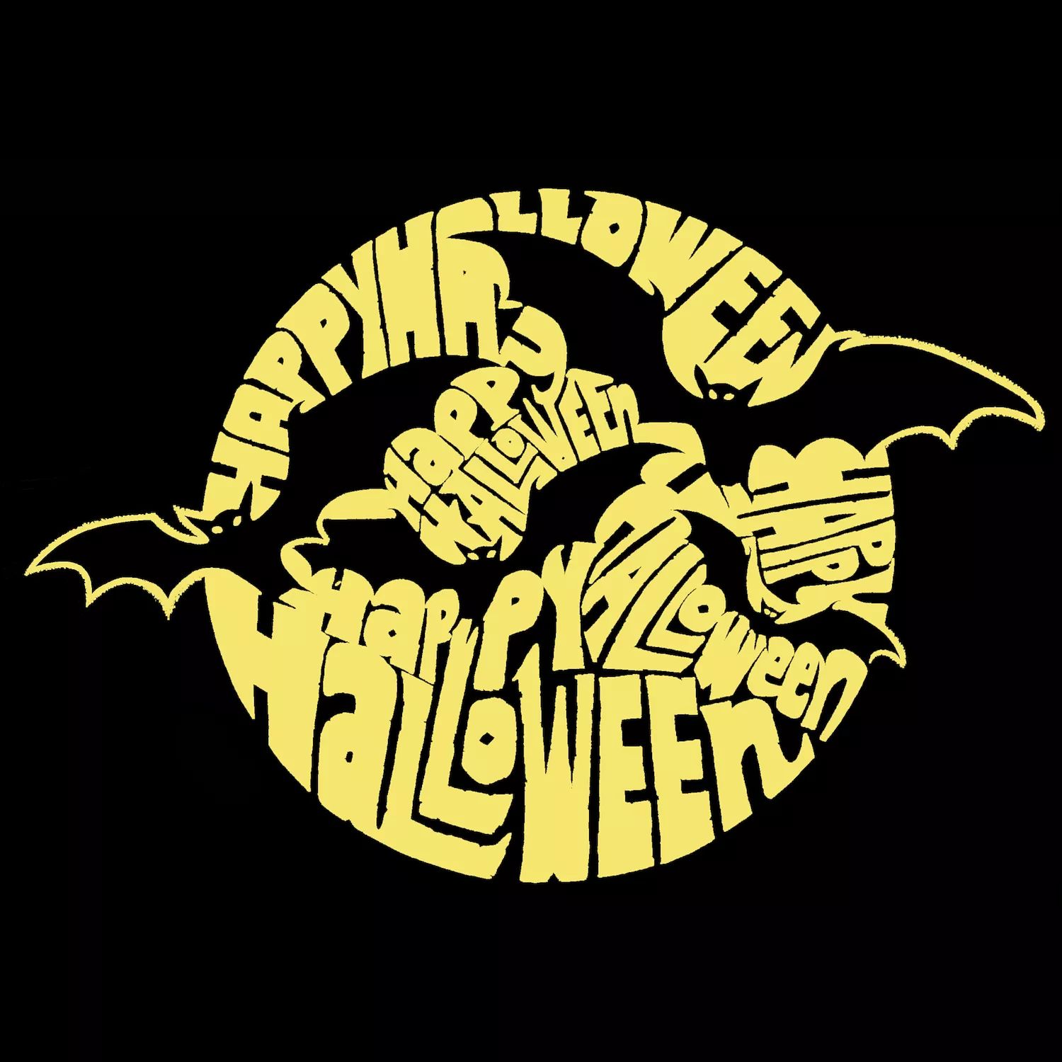 

Мужская футболка с длинным рукавом с надписью Word Art - Halloween Bats LA Pop Art