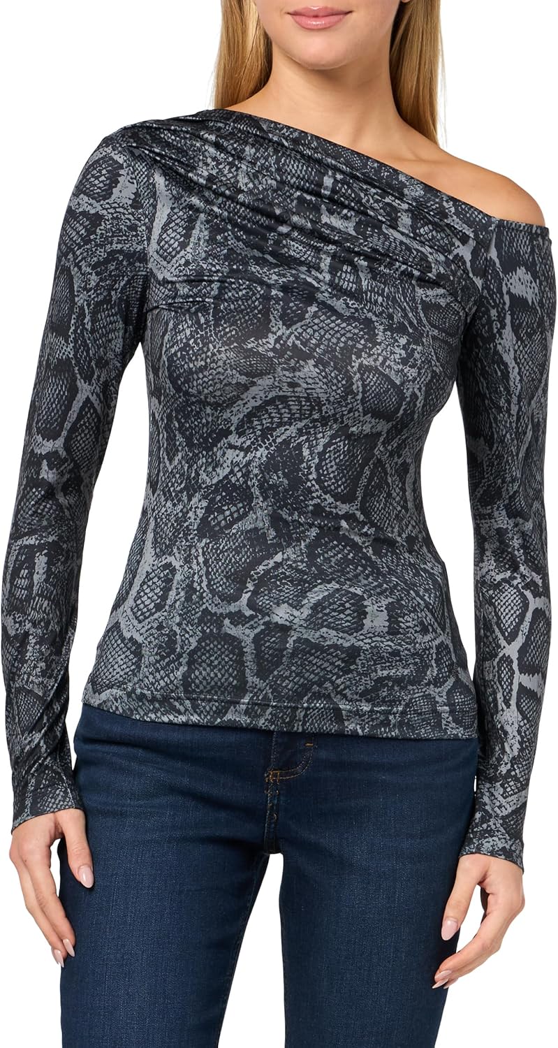 

Женский топ Anita с одним плечом Eco GUESS, Phyton Grey Skin Print