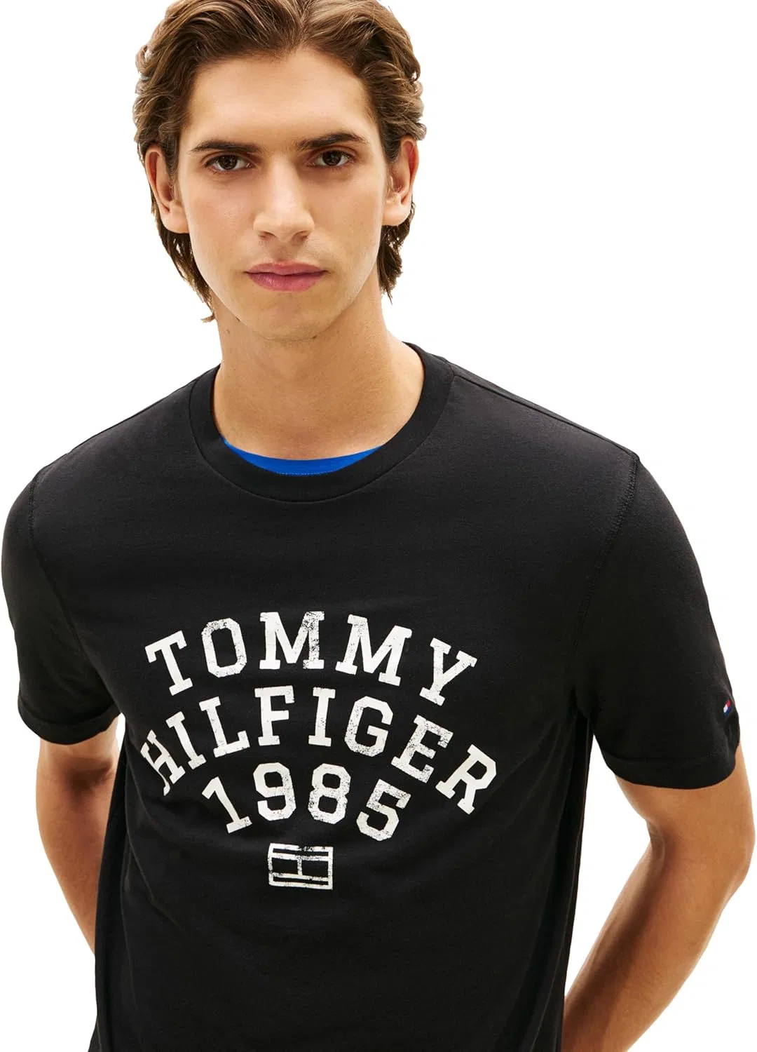 Мужская хлопковая футболка с коротким рукавом Tommy Hilfiger с графическим принтом в виде дуги — фото 2