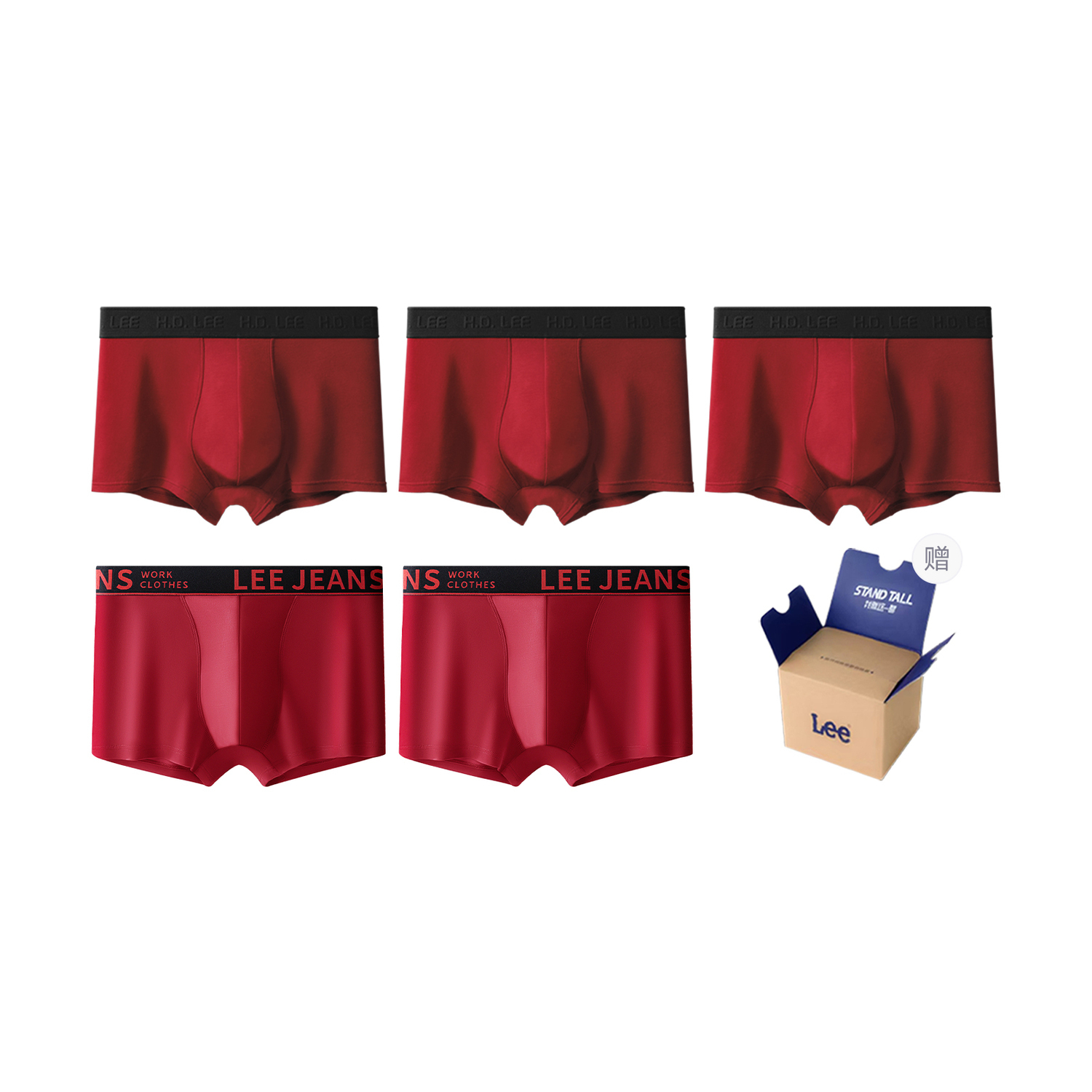 

101 Years Commemoration Collection трусы мужские боксеры 5 шт Lee, красный