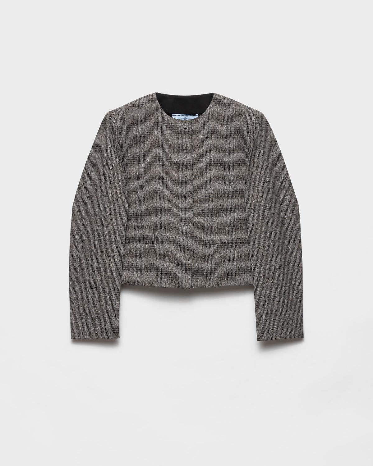 

Однобортный жакет из ткани «принц Уэльский» mouliné Prada, серый