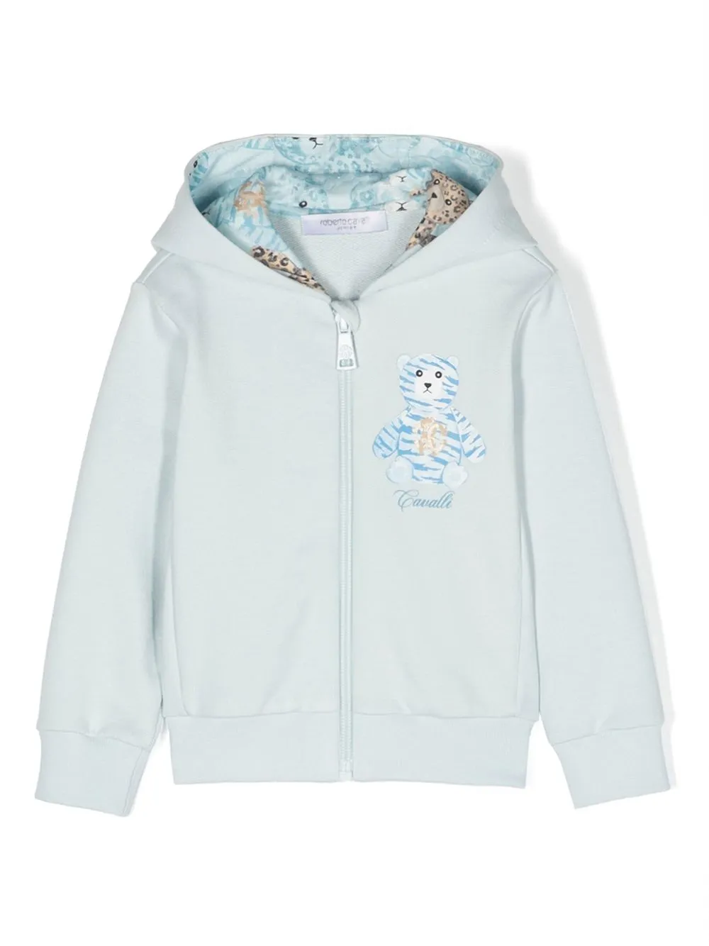 

Толстовка на молнии с принтом медведя Roberto Cavalli Junior, зеленый