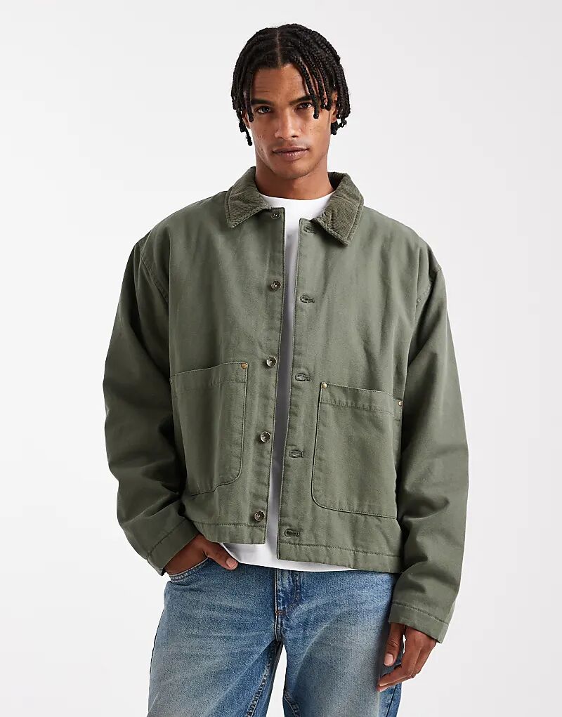 

Куртка Харрингтон ASOS DESIGN со стеганой подкладкой цвета хаки