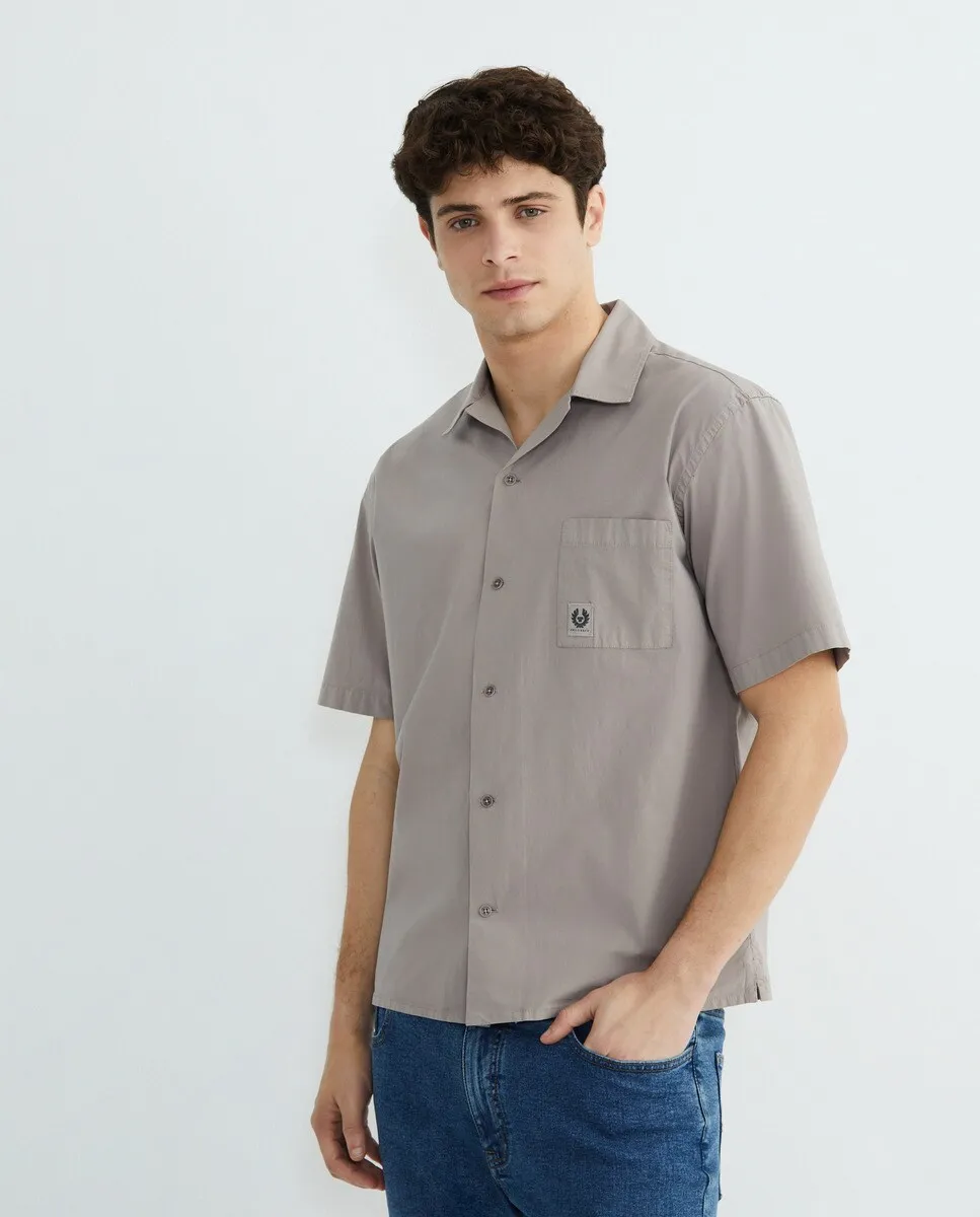 

Мужская рубашка с коротким рукавом, карманом и логотипом на груди Belstaff, цвет Topo