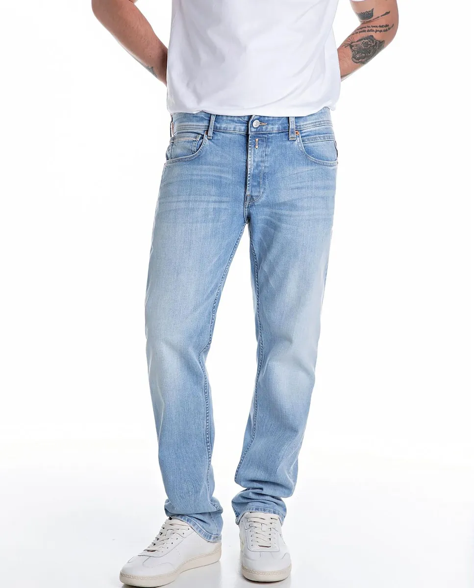 

Мужские джинсы прямого кроя с пятью карманами Replay, светло-голубой
