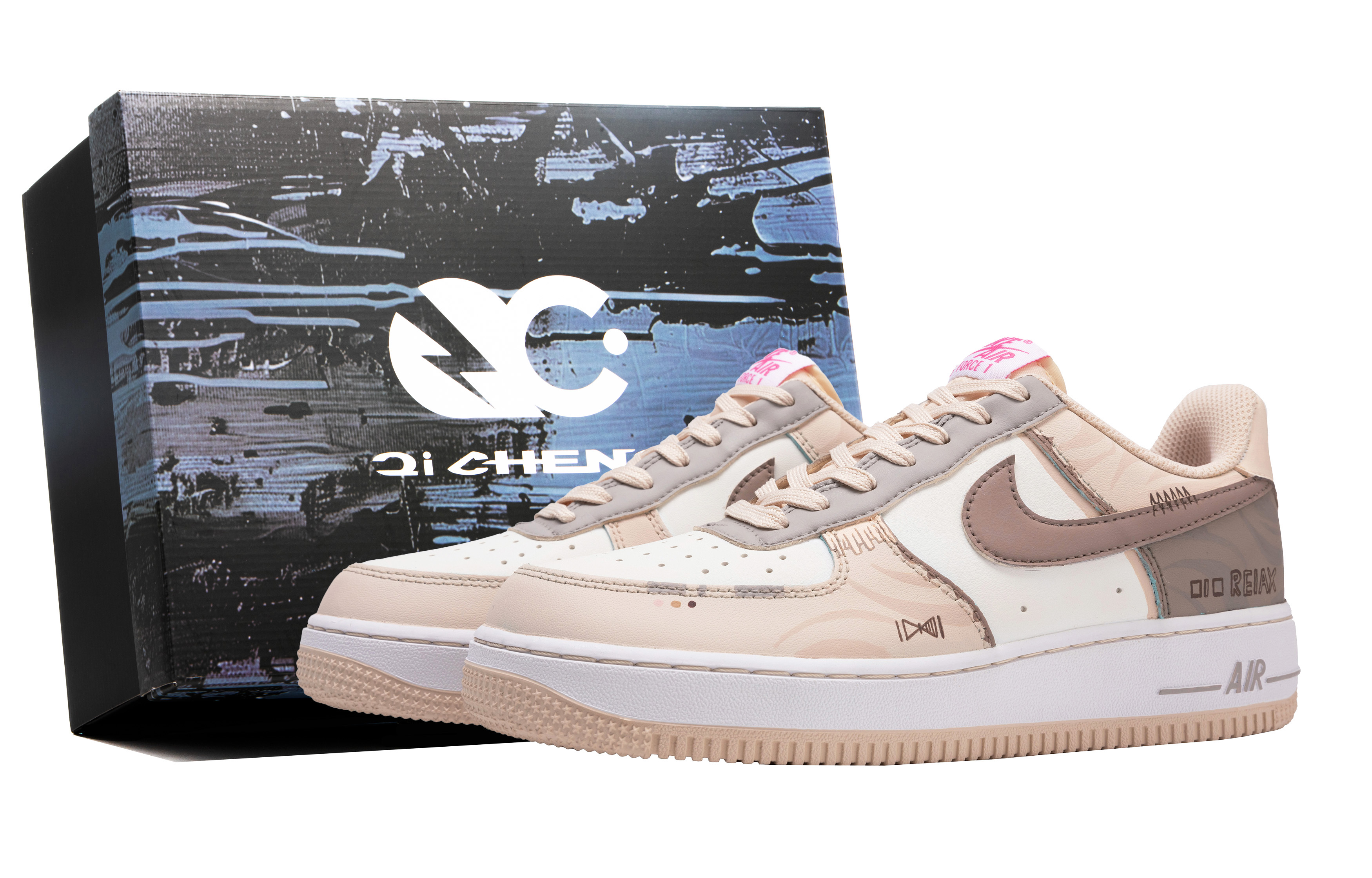 

Кроссовки Air Force 1 с антискользящей амортизацией, износостойкие, низкие, для детей и подростков Nike, экрю