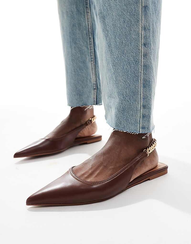 

Светло-коричневые балетки с ремешком на пятке ASOS DESIGN Link