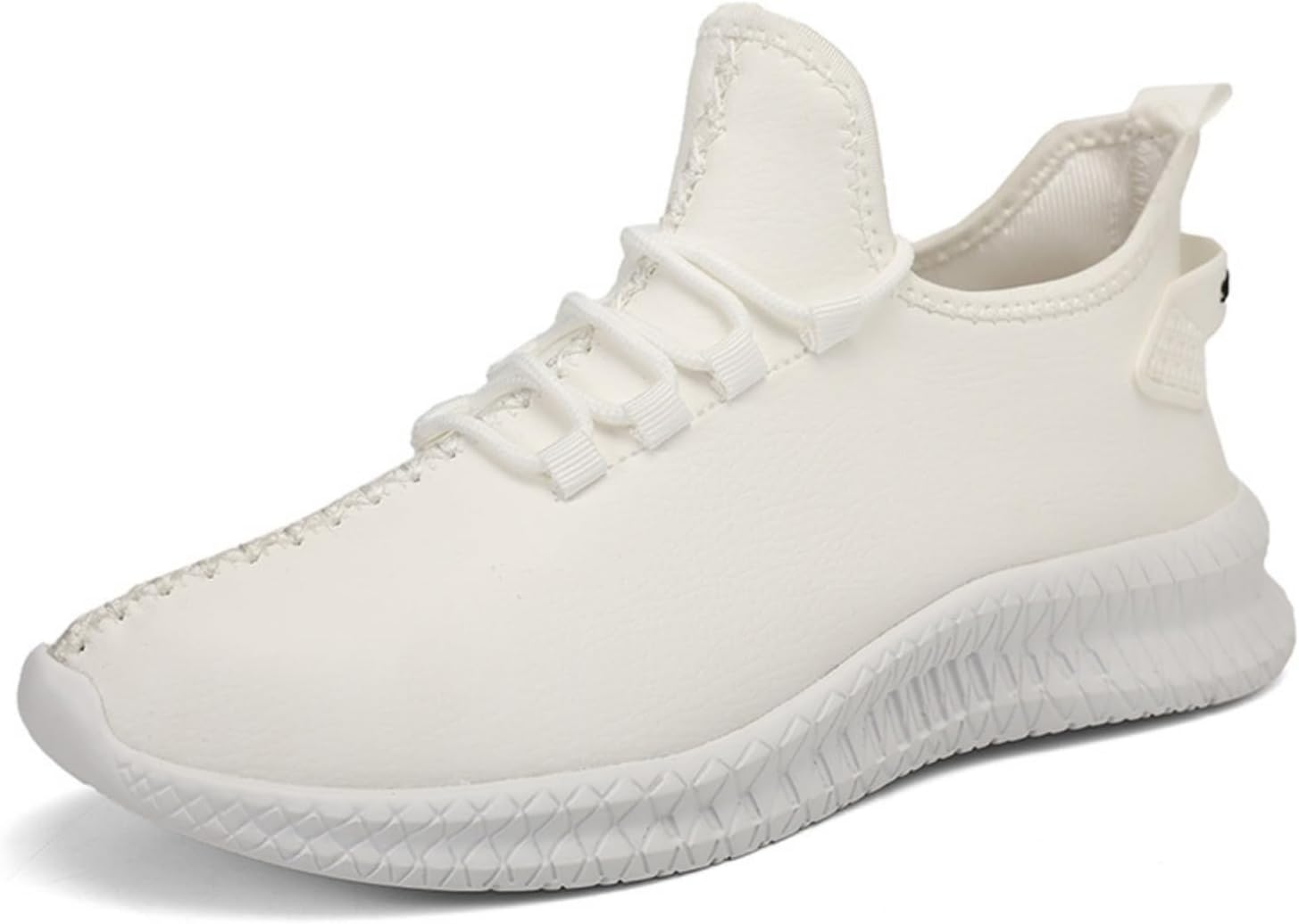 

Мужские повседневные кожаные кроссовки с амортизирующей стелькой и противоскользящей геометрической подошвой для ежедневной носки, легкие и удобные спортивные обувь для легких видов спорта Kelibasi, белый