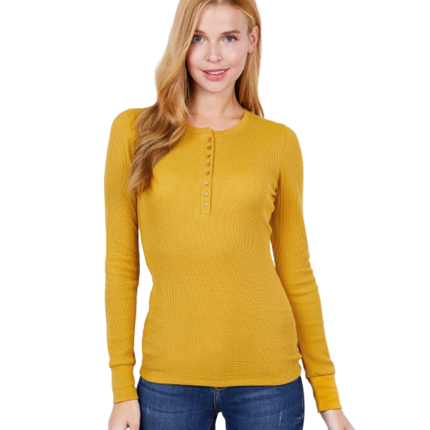 

Длинный Slv Henley Термотоп FASHNZFAB, цвет deep mustard