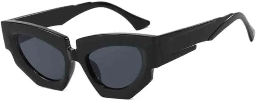 

Модные солнцезащитные очки «кошачий глаз» для женщин и мужчин, роскошные, в винтажном стиле, панк, для активного отдыха, с защитой от УФ-излучения UV400 VVTWSSW, Bright Black Gray