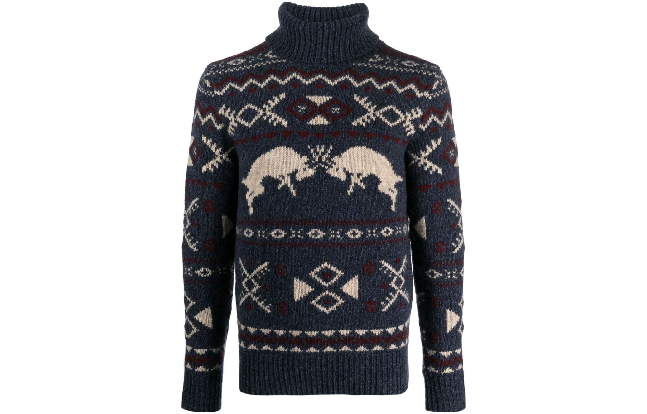 Свитер с узором Fair Isle из шерсти Polo Ralph Lauren, морской синий — фото 2