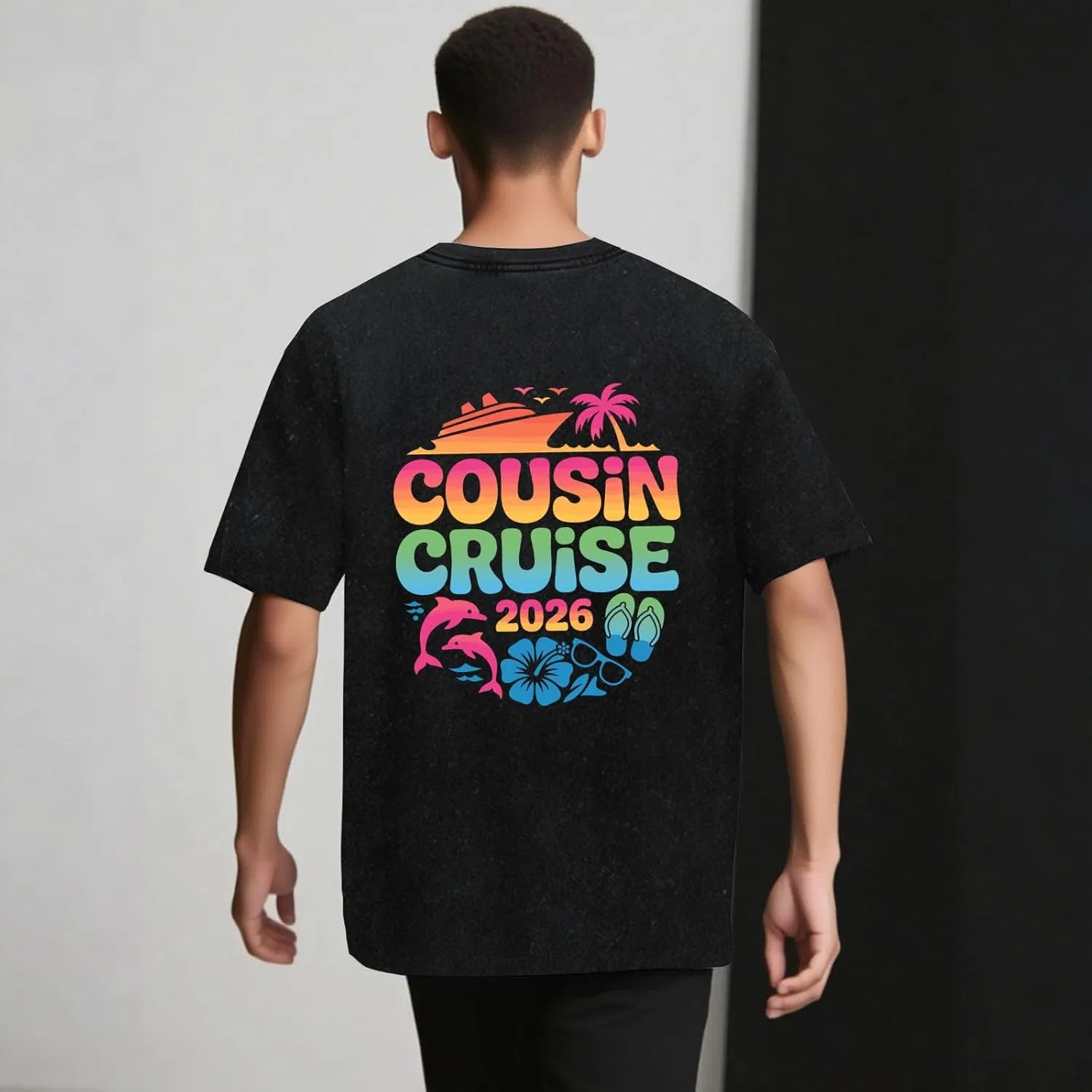 Футболка Cousin Cruise 2026 для мужчин с принтом Generic, черный — фото 2