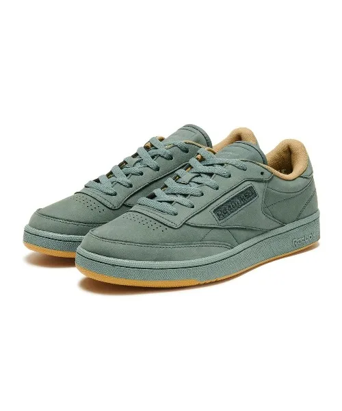 Мужские винтажные кроссовки Reebok Club C 85 из кожи Kinetics оливковые
