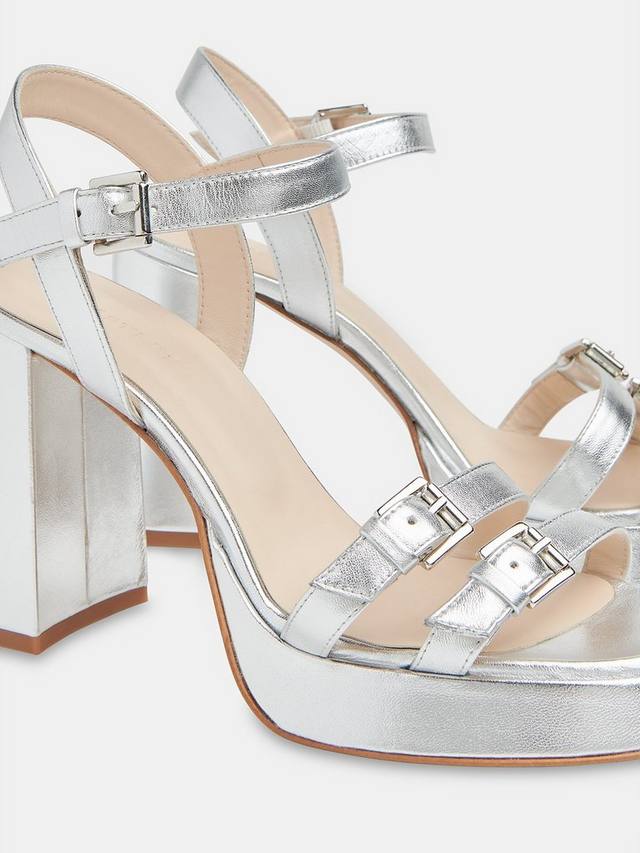 Платформенные сандалии Addie из металлизированной кожи Whistles, Silver — фото 3