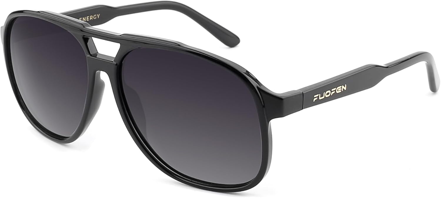 

Ретро поляризованные солнцезащитные очки-авиаторы с градиентным покрытием для женщин и мужчин, большие, классические, в стиле 70-х, модные, не спутываются, унисекс, 62 мм FUOFEN, Black