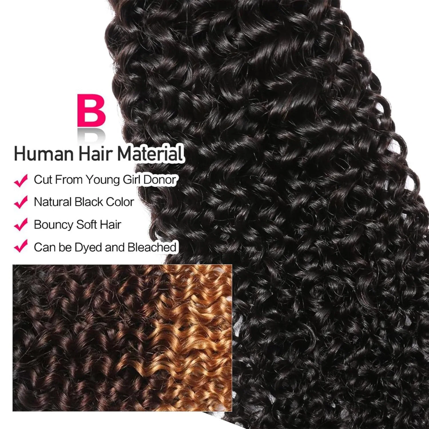 Натуральные вьющиеся волосы для наращивания, 3 пучка Richair, Curly Bundles — фото 4