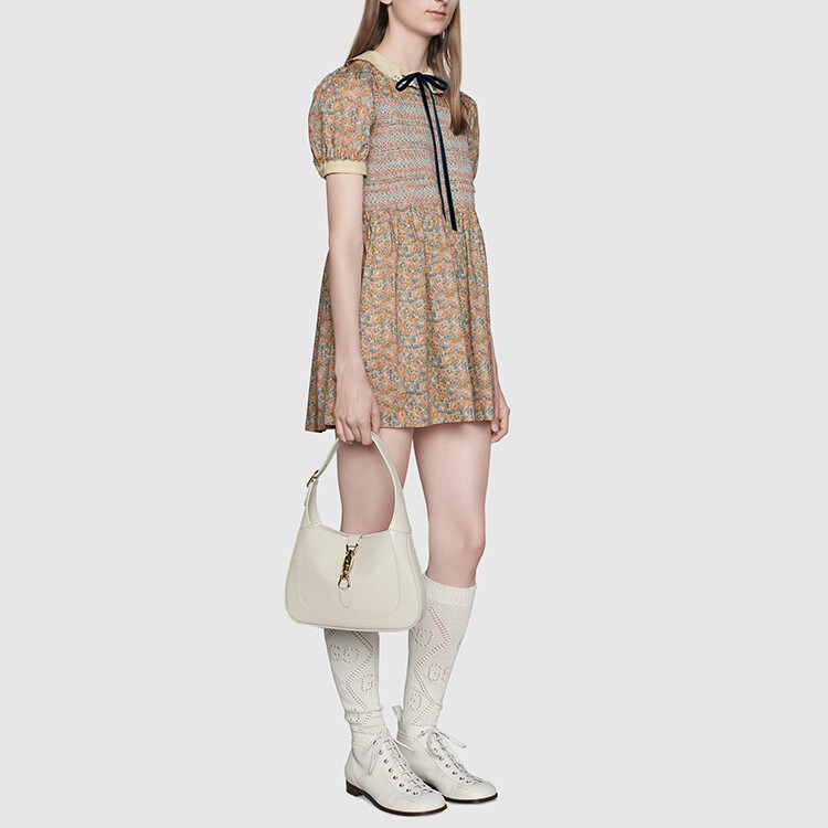 Платье Gucci с короткими рукавами, классический крой, коричневый — фото 4