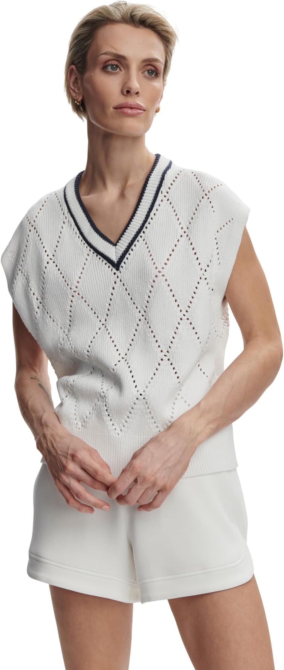 

Толстовка Varley Beaton Diamond Knit, цвет White/Blue Nights