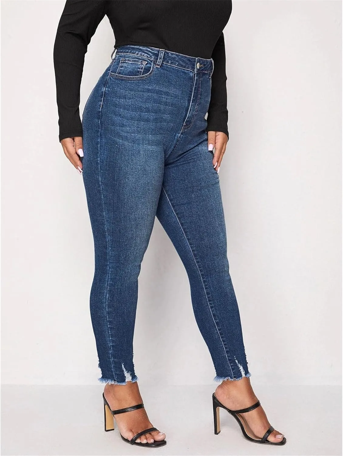 Женские джинсы Mid Rise Raw Edge, Slim Fit, Skinny — фото 2