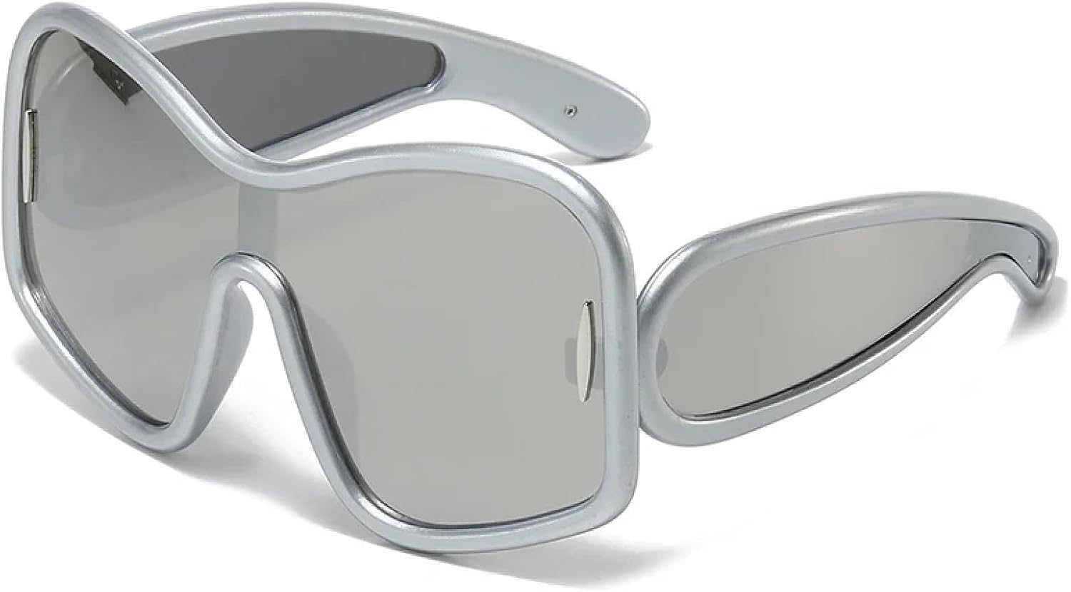 

Большие женские солнцезащитные очки класса люкс, модные цельные очки, мужские очки для активного отдыха и вождения, защита от УФ-излучения UV400, ретро-стиль, заклепки HHZZYVY, Silver Silver Mirror