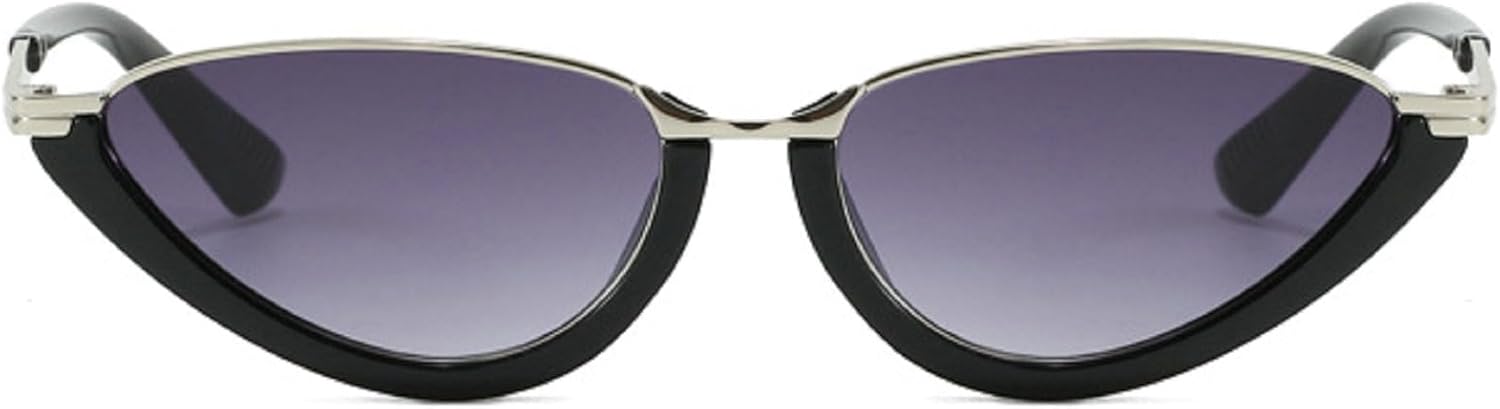 

Женские солнцезащитные очки «кошачий глаз» в тонкой металлической оправе, модель 2025 года, персонализированные овальные солнцезащитные очки в полуоправе, в стиле ретро 90-х mincl, Gray
