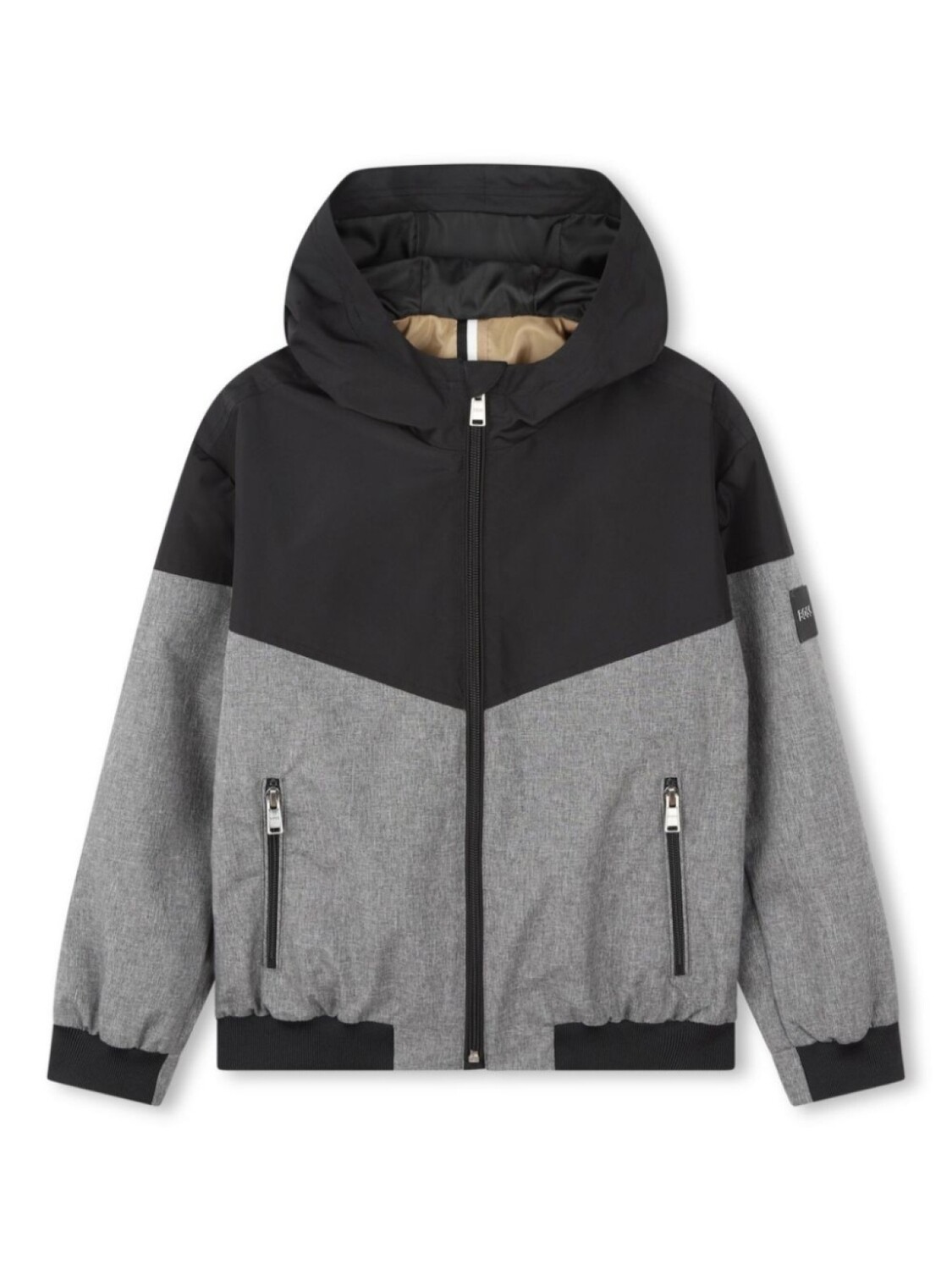 

BOSS Kidswear ветровка с капюшоном и логотипом, черный