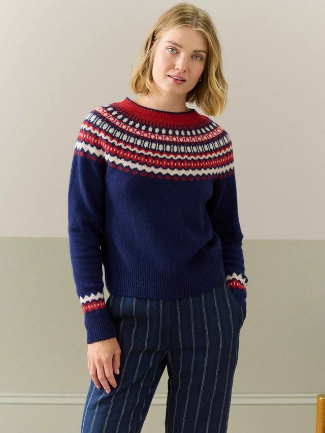 

Джемпер fair isle yoke из чистой овечьей шерсти Brora, темно-синий