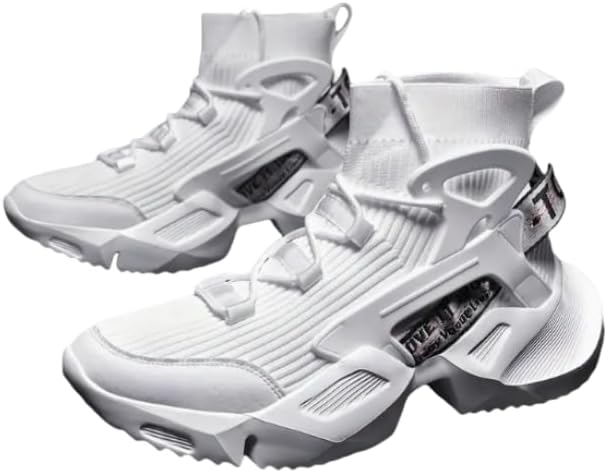 

Мужские дышащие текстильные высокие баскетбольные кроссовки - удобные, нескользящие, прочные спортивные обувь для активного отдыха на улице Azttoztto, белый