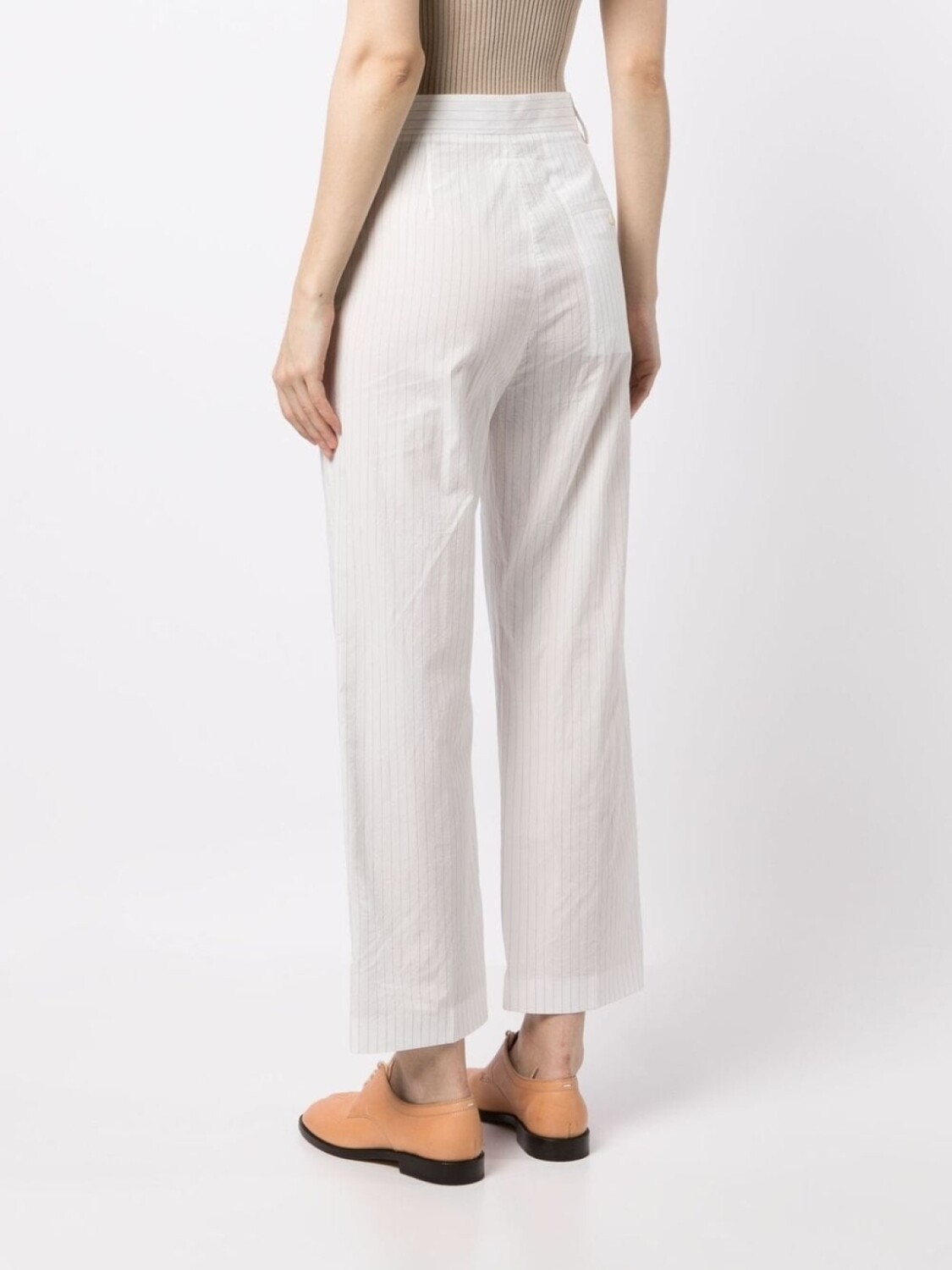 MM6 Maison Margiela укороченные брюки в тонкую полоску, белый — фото 4