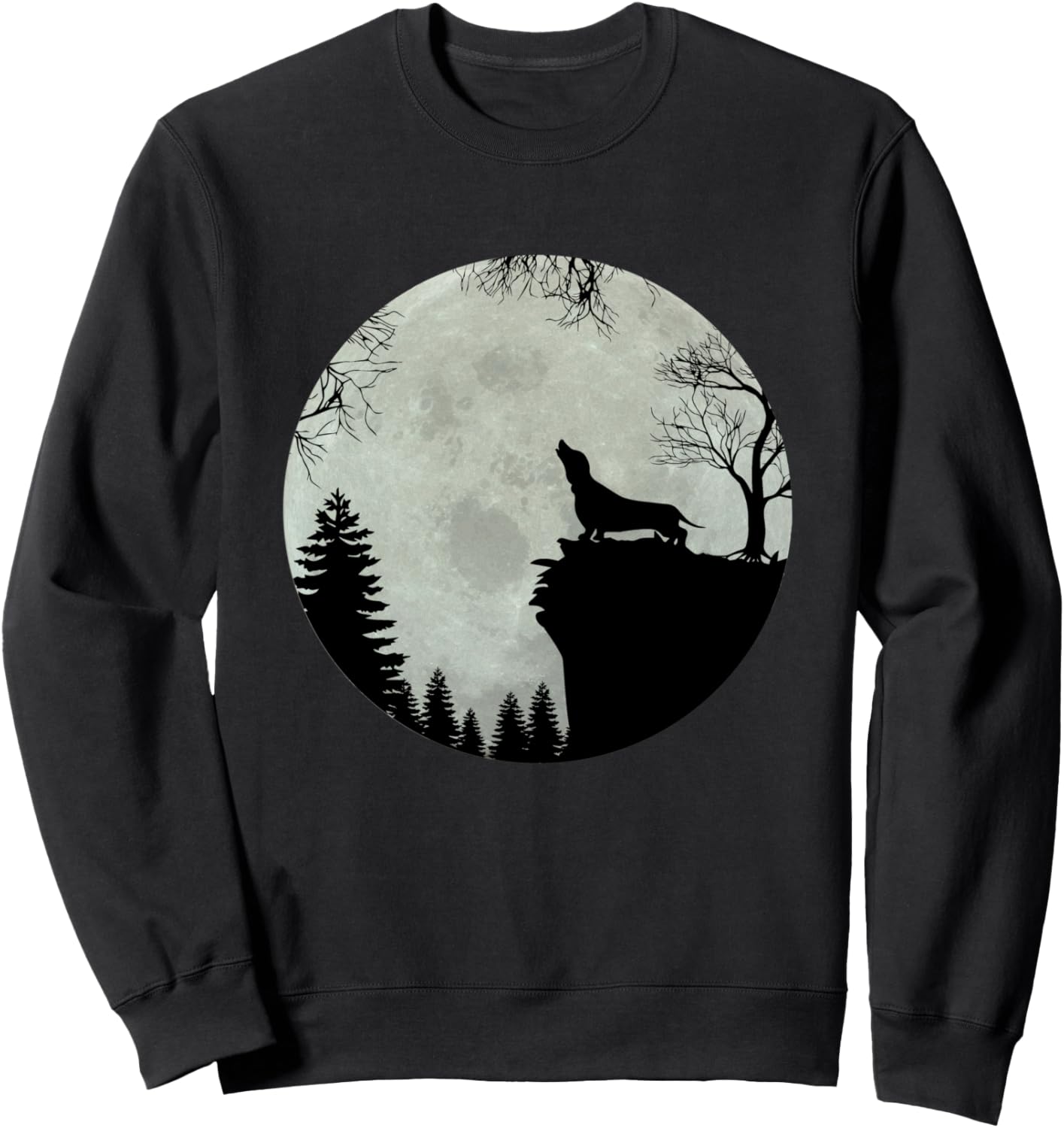 

Толстовка с надписью «Рычание таксы перед луной» - отличная идея для подарка Dachshund Dachshund Gift, черный