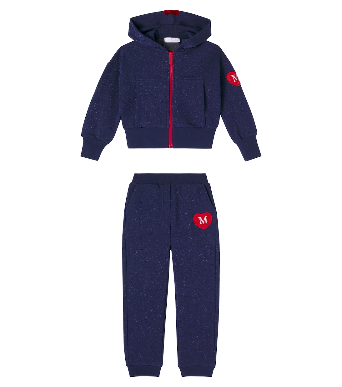 

Комплект из хлопковой смесовой толстовки с капюшоном и спортивных штанов с декоративным узором Monnalisa, Ocean