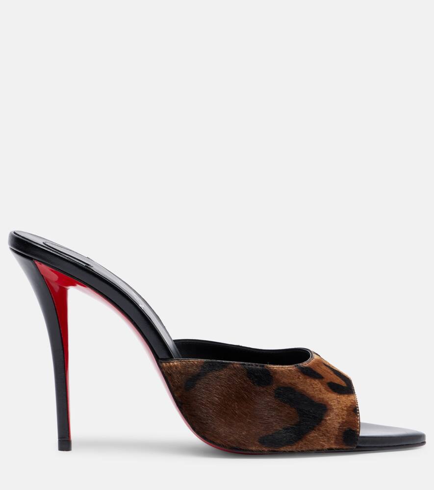 Туфли-мюлесы Miss Z 100 из телячьей кожи с леопардовым принтом Christian Louboutin, Brown/Black — фото 4