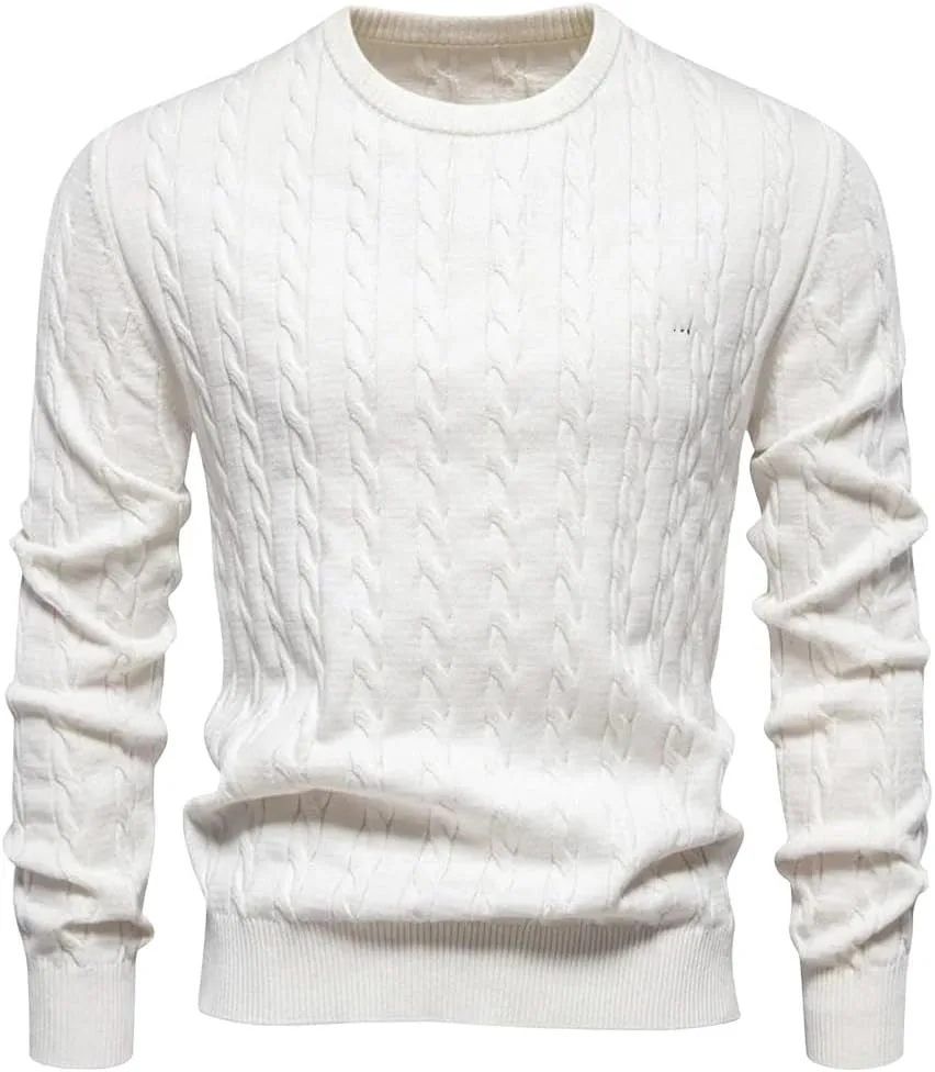 

Мужской свитер с вышивкой из хлопка, классический узор "Twist", круглый вырез