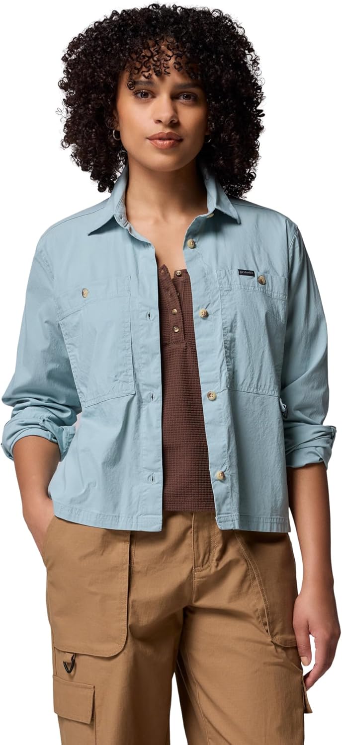 

Columbia Women's Brea Falls Woven Long Sleeve, Crushed Blue