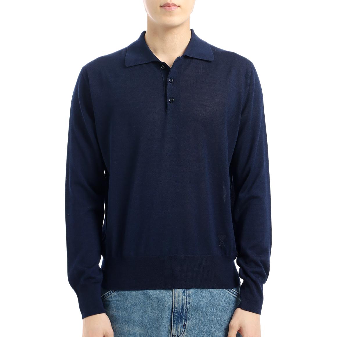 

Длинный рукав вязаная поло AMIPARIS, синий