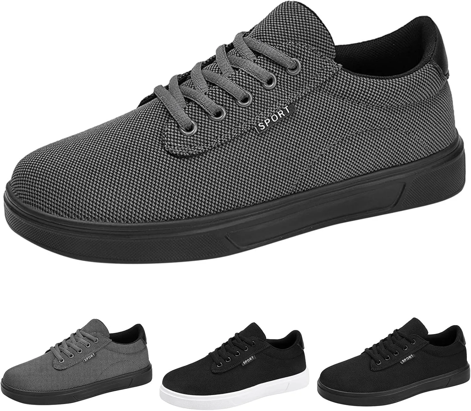 

Мужские повседневные туфли, модные и простые, однотонные, с новым дизайном, на плоской подошве, удобные, с шнуровкой, босоногообразные, мужские повседневные Generic, серый