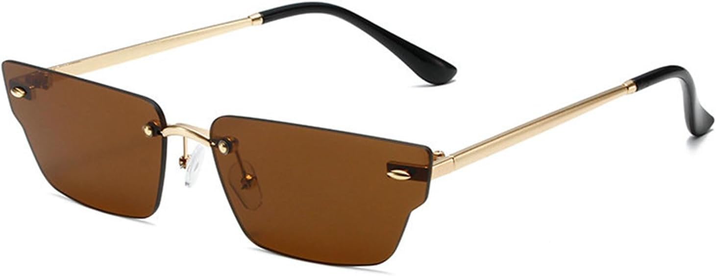 

Винтажные панк-солнцезащитные очки Helena без оправы для женщин, модные узкие солнцезащитные очки неправильной формы с металлической оправой, защита от УФ-излучения UV400, C3