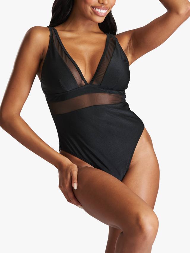 

Купальник с V-образным вырезом из сетчатой ткани South Beach, Black