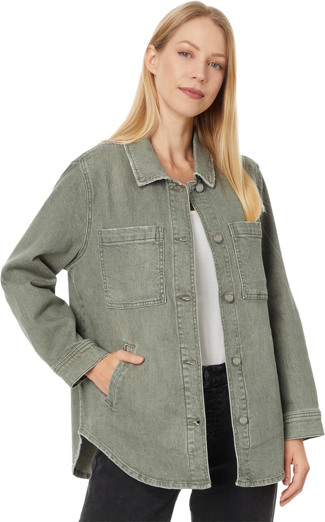 

Рубашка Liverpool Los Angeles Drop Shoulder Overshirt W/ Shirt Tail Hem, цвет Vintage Green