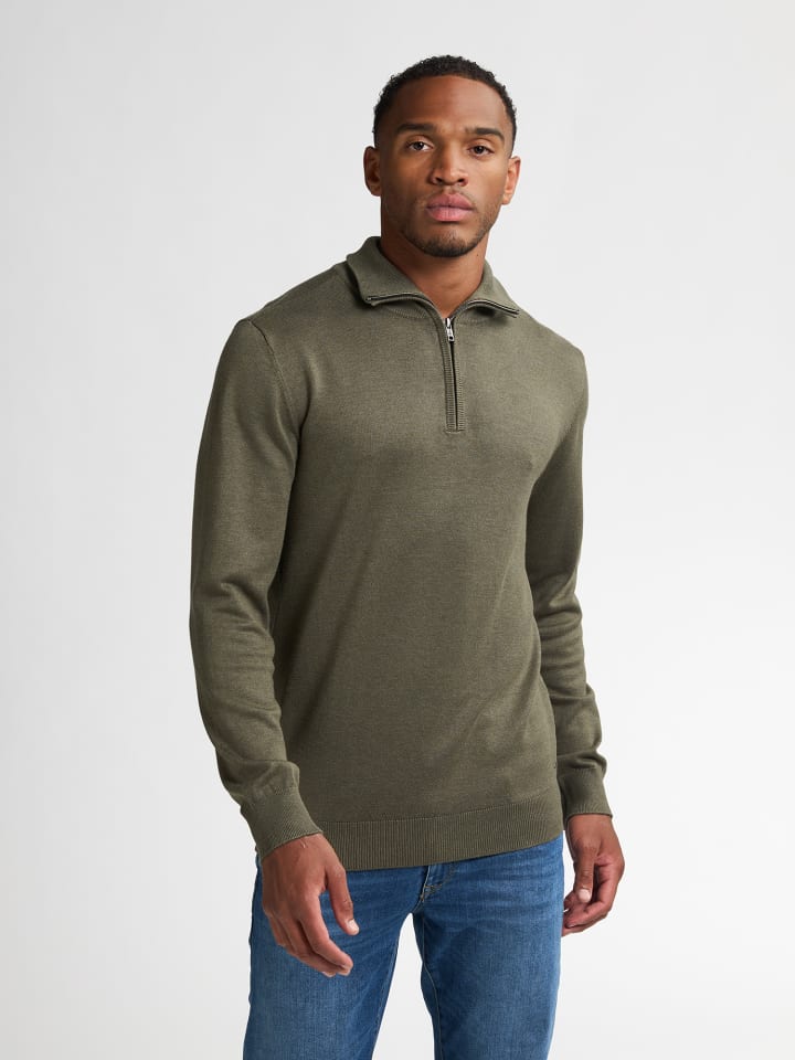 

Вязаный свитер Lexington с полумолнией зеленого цвета Petrol Industries