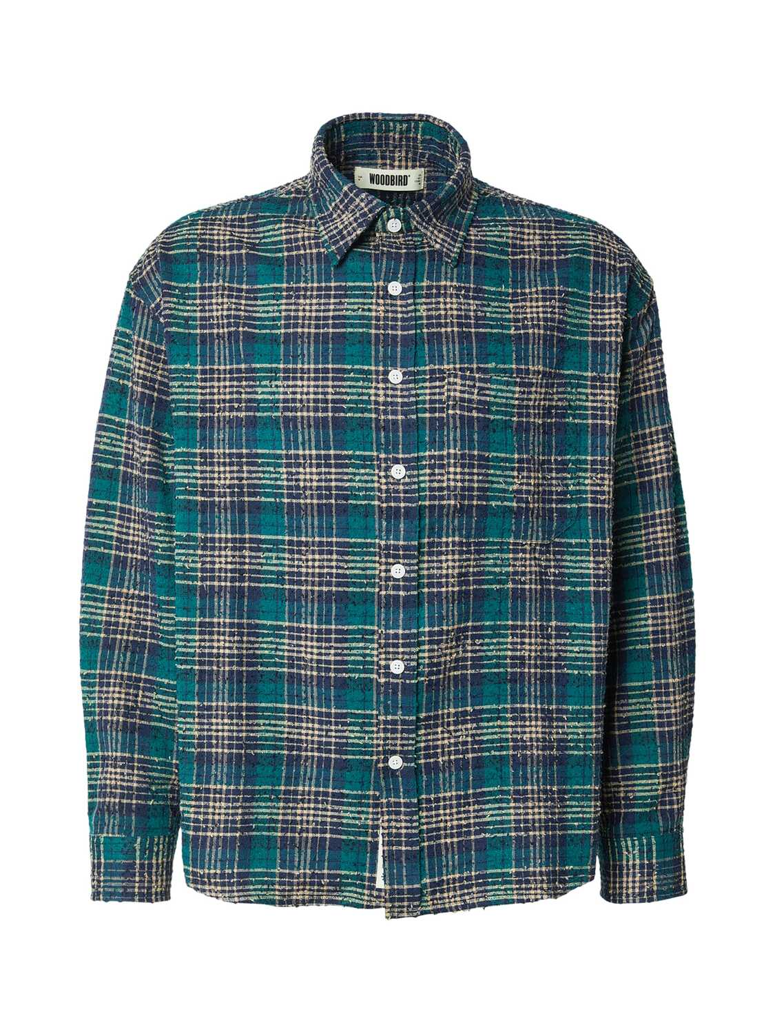 

Woodbird Рубашка на пуговицах комфортного кроя 'Jong Em' в изумрудном цвете