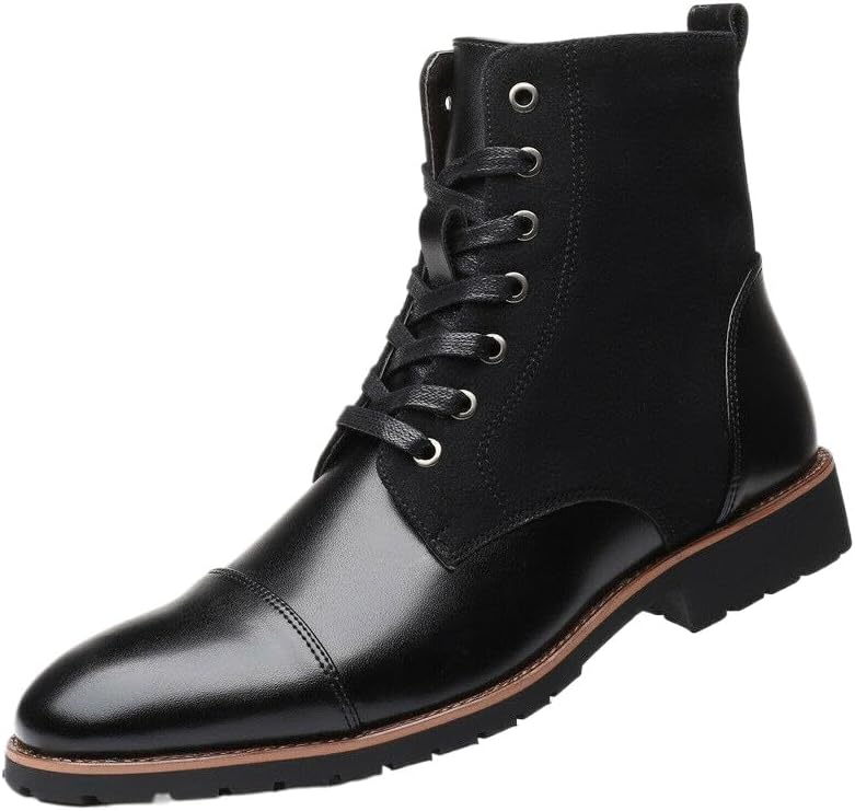 

Мужские высокие ботинки WAOLSU с острым носком и шнуровкой для делового стиля, черный