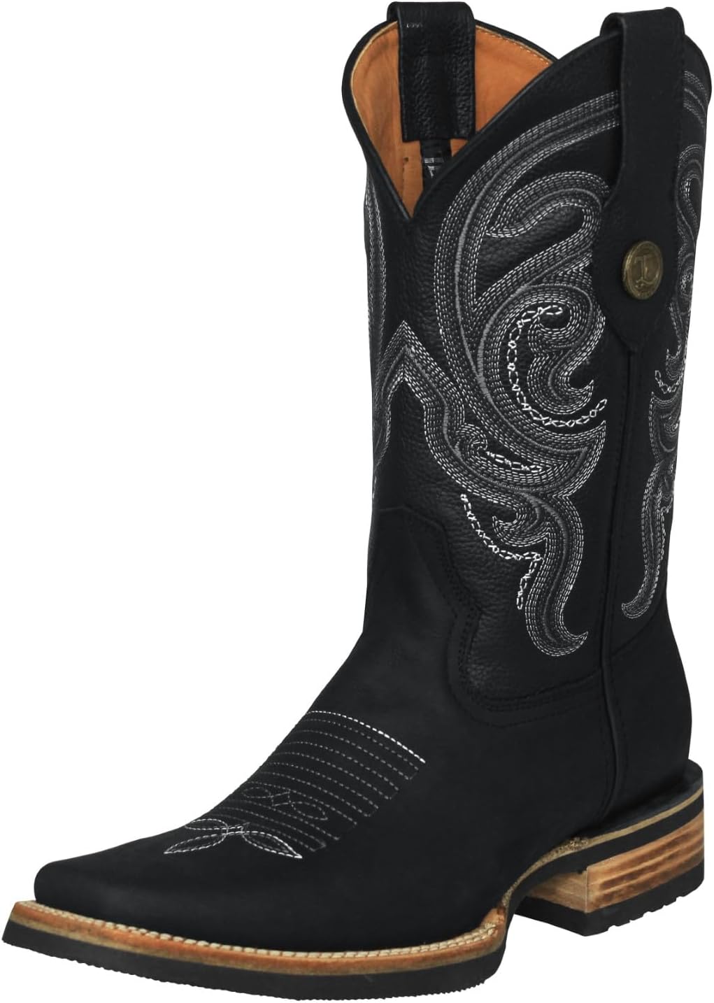 

Мужские черные ковбойские сапоги Texas Legacy Western из кожи с резиновой подошвой, с квадратным носком, без застежки