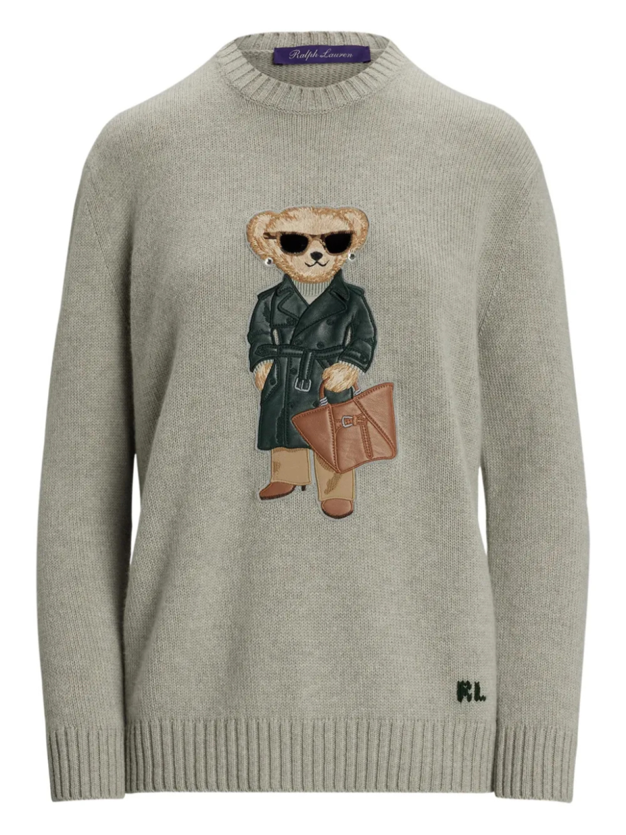 

Вязаный свитер с мотивом «Медведь» Ralph Lauren Collection, серый