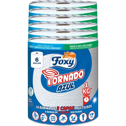 

3-слойный многоцелевой рулон Tornado Blue, Foxy